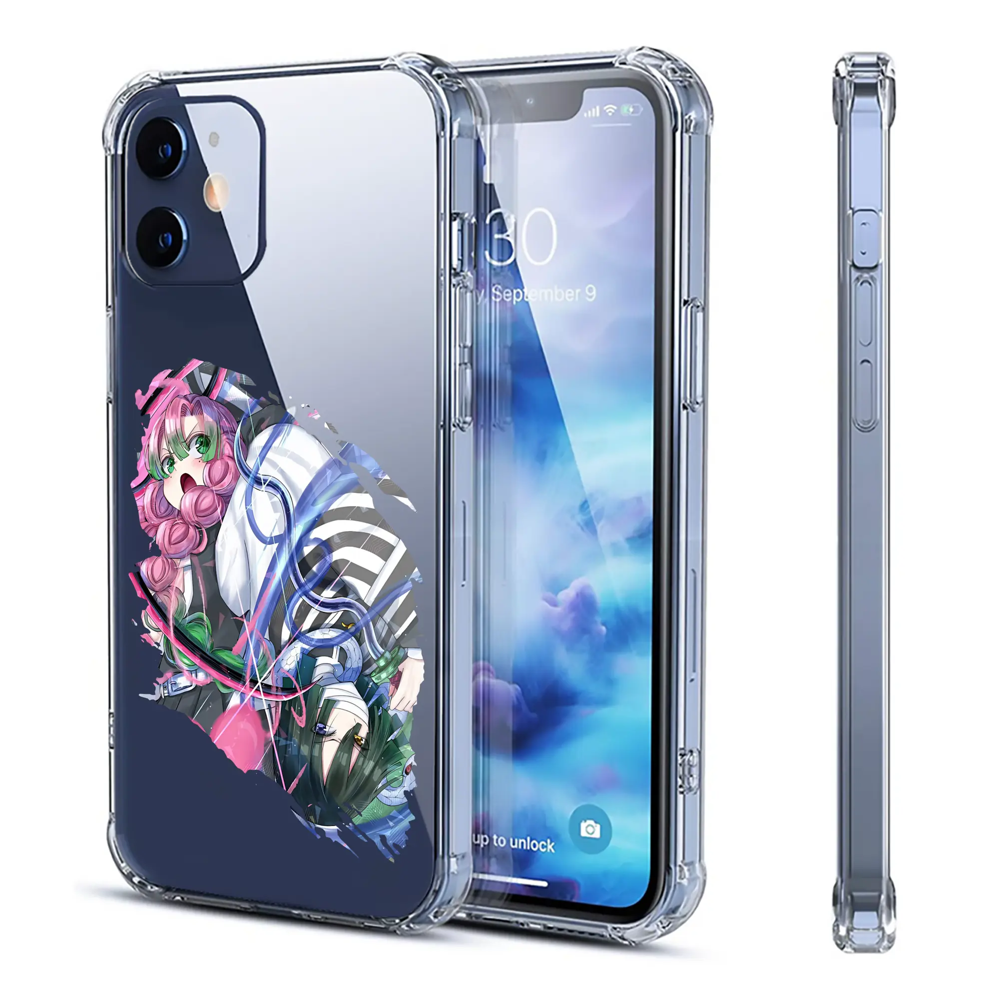 鬼滅の刃 グッズ,甘露寺 蜜璃 - IPhone 12シリーズ対応 ・ 透明スマホケース ・ クリアソフトケース ・ TPU素材 ・ 耐衝撃 ・ 高密着 ・ 防汚 防指紋 ・ 簡単着脱